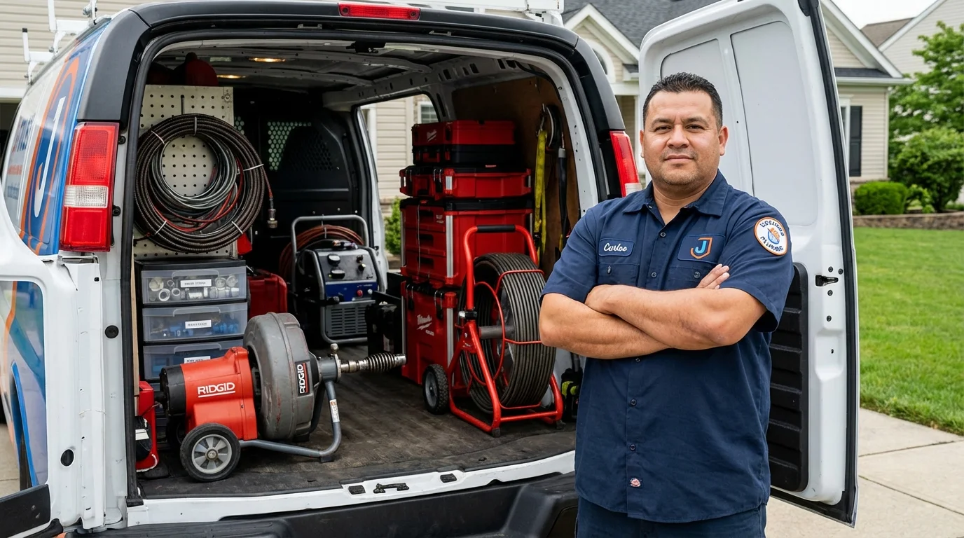 Professional drain cleaning equipment and Johns Plumbing LLC plumber in Coon Rapids