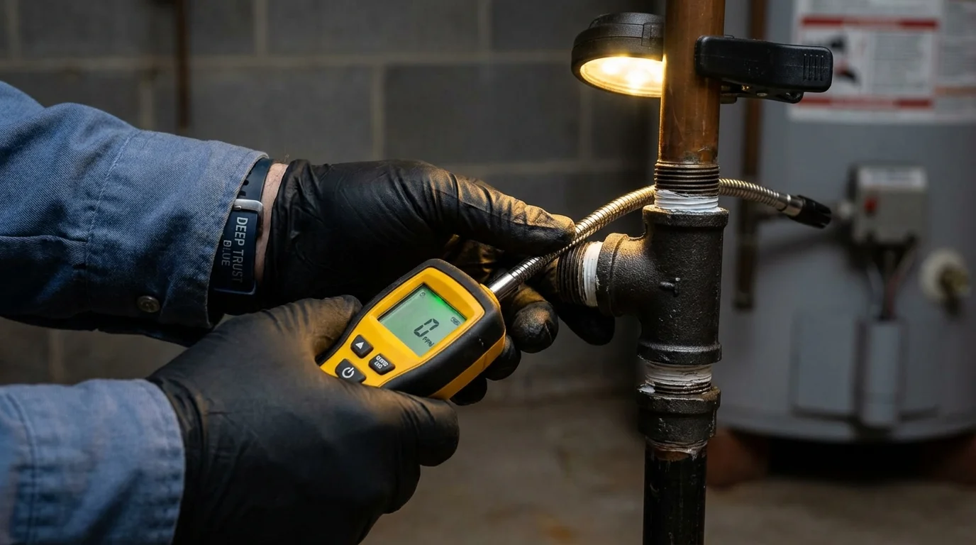 Gas leak detection with electronic sniffer by Johns Plumbing LLC in Coon Rapids