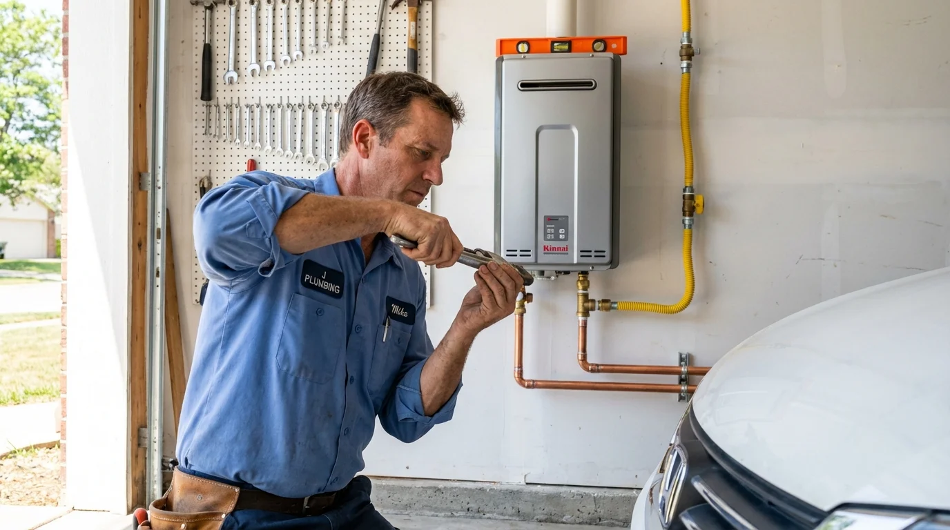 Tankless water heater installation by a Johns Plumbing LLC plumber in Coon Rapids